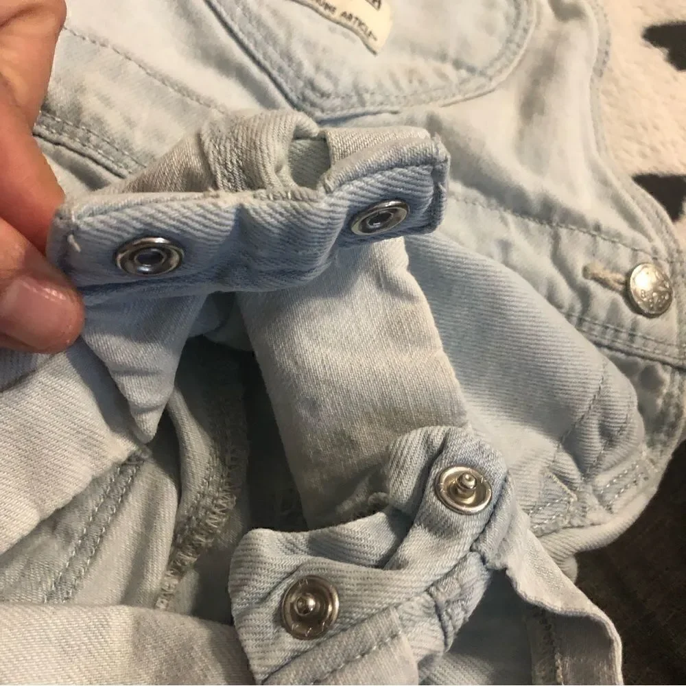 OSHKOSH blue denim jeans overalls shorts kids 18 months